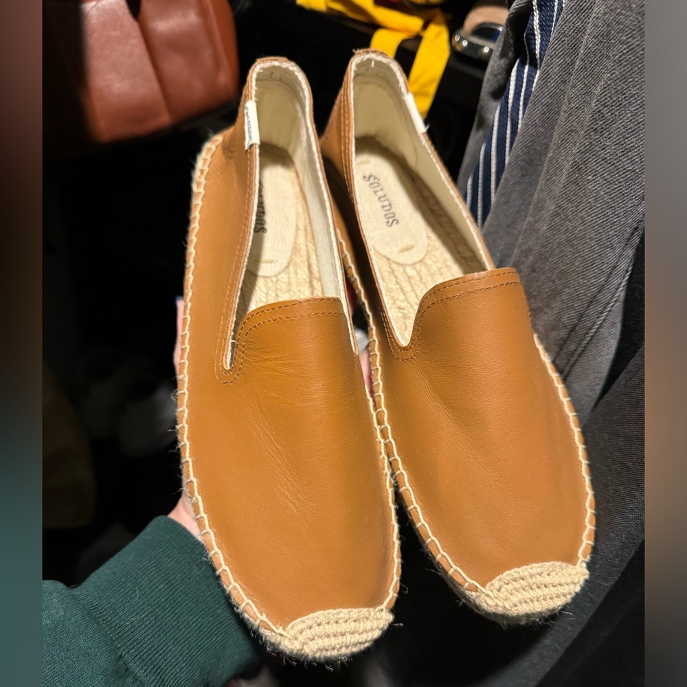 Soludos Cognac Leather Espadrilles!